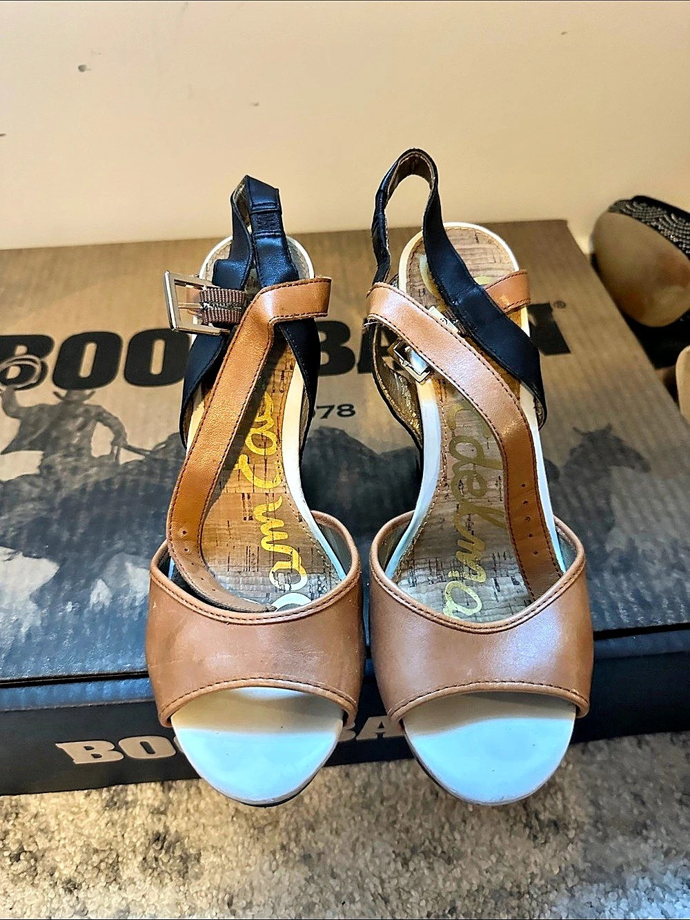 Sam Edelman Women's Brown & Black Wedge Sandals